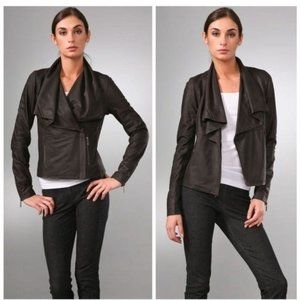 VINCE 100% Leather Side Zip Biker Motorcycle Jacket S $698